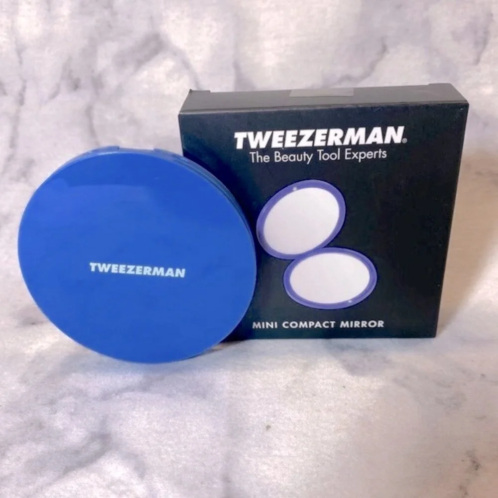 Tweezerman Blue Mini Compact Circle Mirror, Magnifying,Portable,Boxed,3 in-NEW